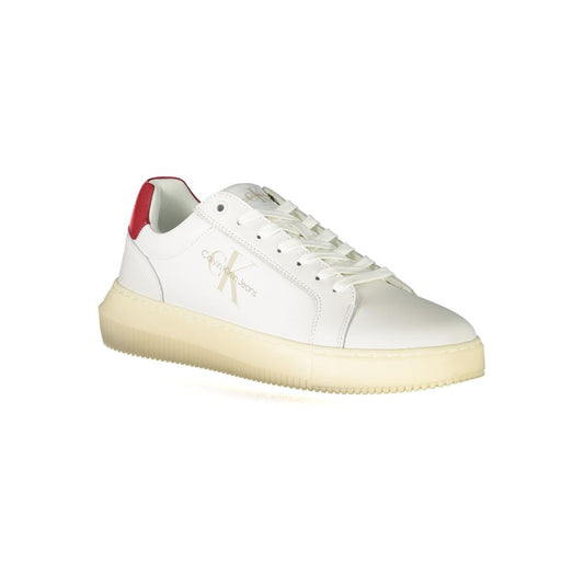White Polyester Athletic Sneakers