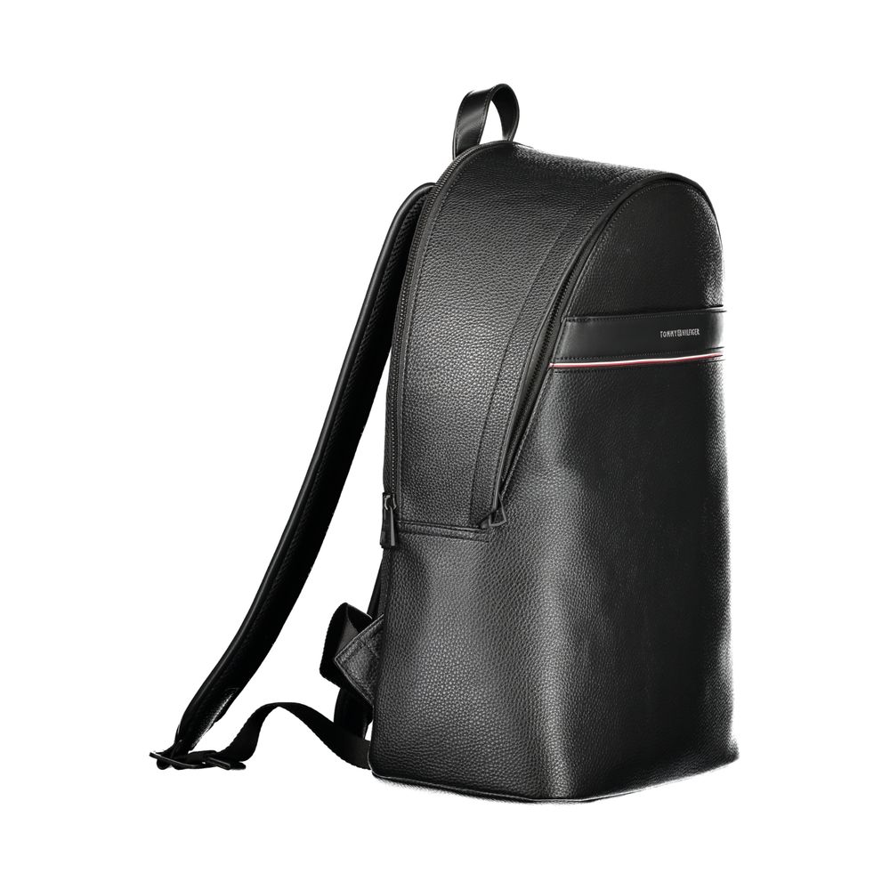 Black Polyurethane Men Backpack