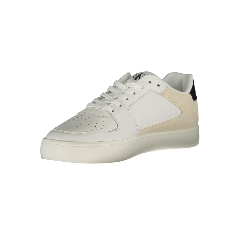 White Polyester Athletic Sneakers