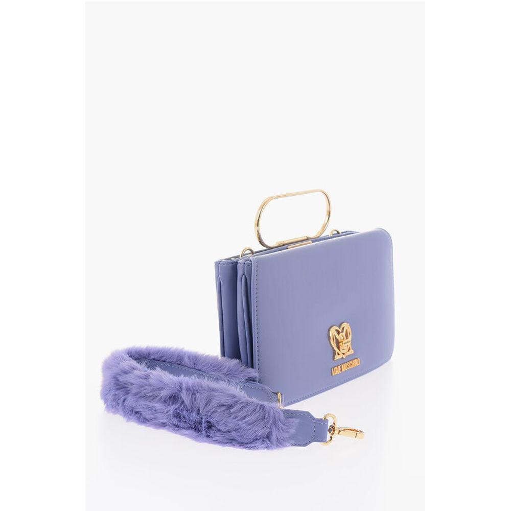 LOVE Solid Color Handbag with Removable Faux Fur Handle
