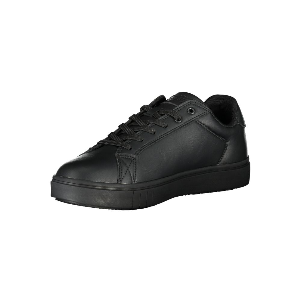 Black Polyester Athletic Sneakers