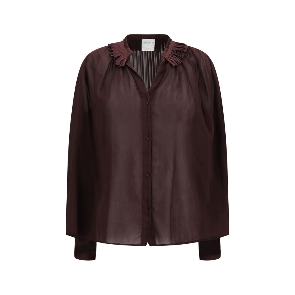 Shirt with fringed collar