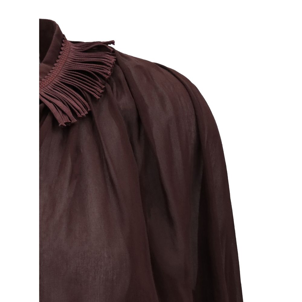 Shirt with fringed collar