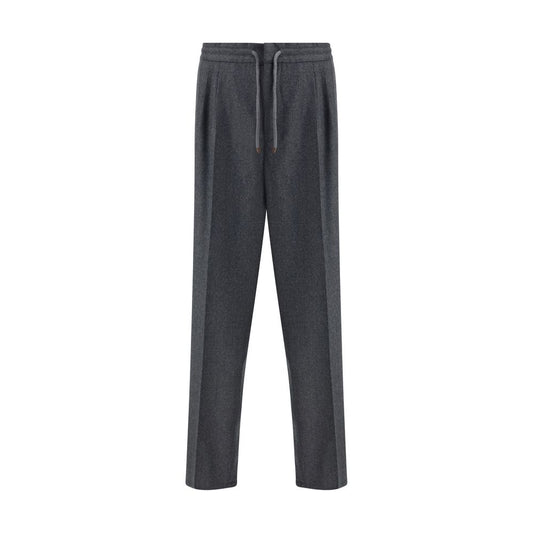 Gray Fleece Wool Casual Pants