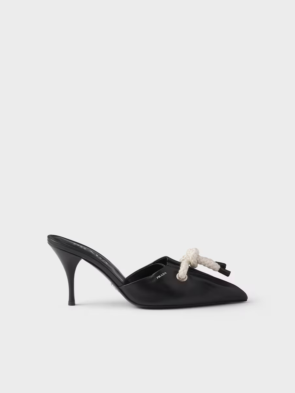 Black Nappa Leather Rope Detail Sandals