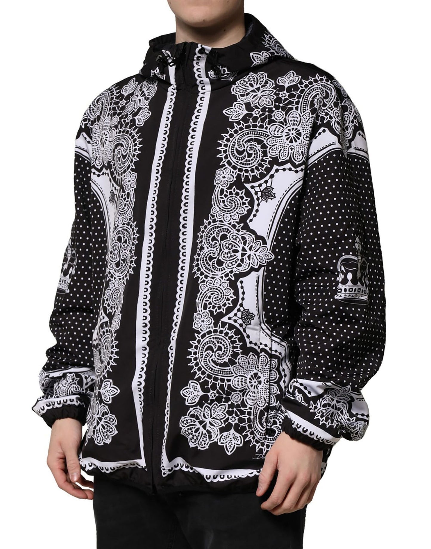 Black Bandana Print Hooded Bomber Jacket