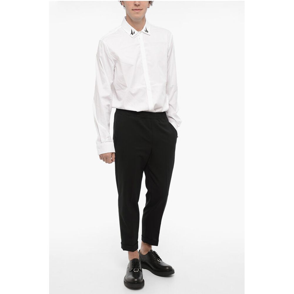 Cuffed Hem Slim Fit Casual Pants