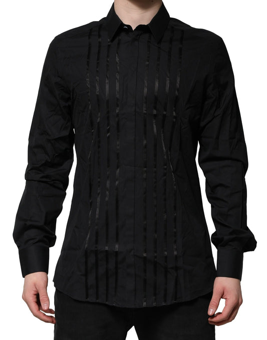 Black Cotton GOLD Mens Dress Formal Shirt