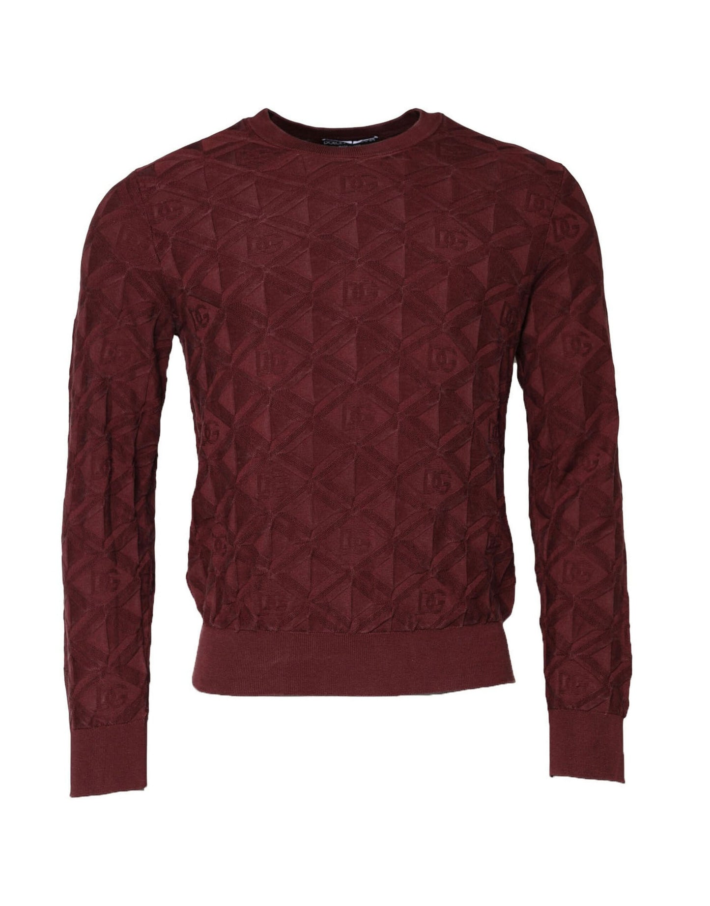 Bordeaux Silk Knit Crew Neck Pullover Sweater