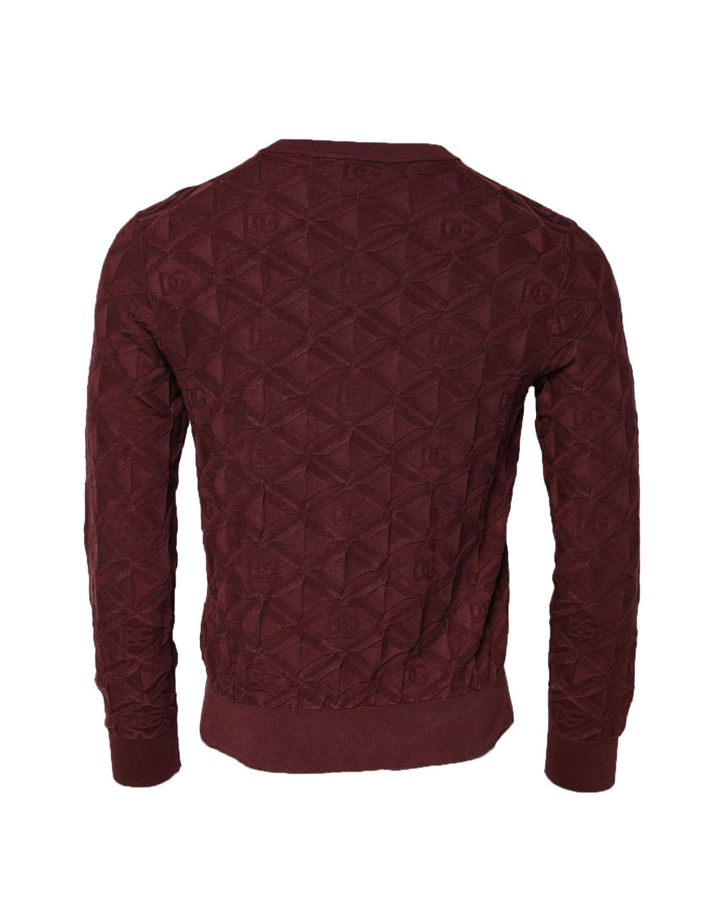 Bordeaux Silk Knit Crew Neck Pullover Sweater