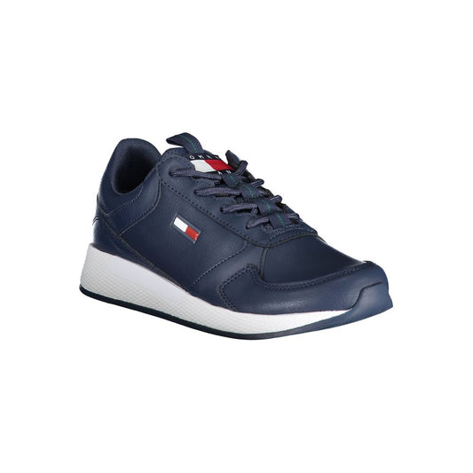 Blue Polyurethane Men Sneaker