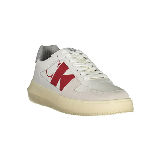 White Polyester Athletic Sneakers