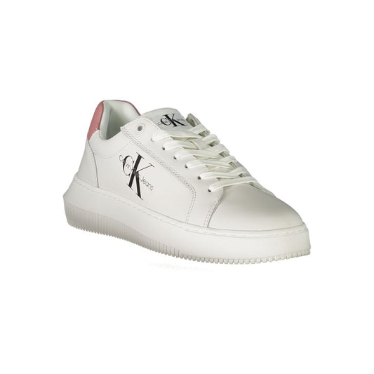 White Polyester Low Top Sneakers