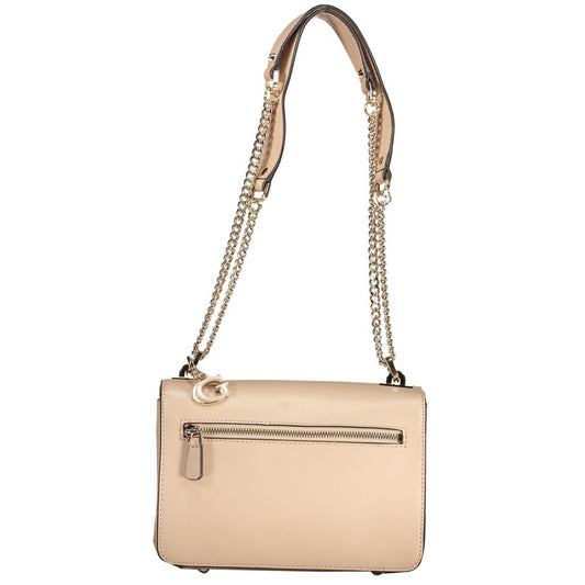 Beige Polyurethane Women Handbag