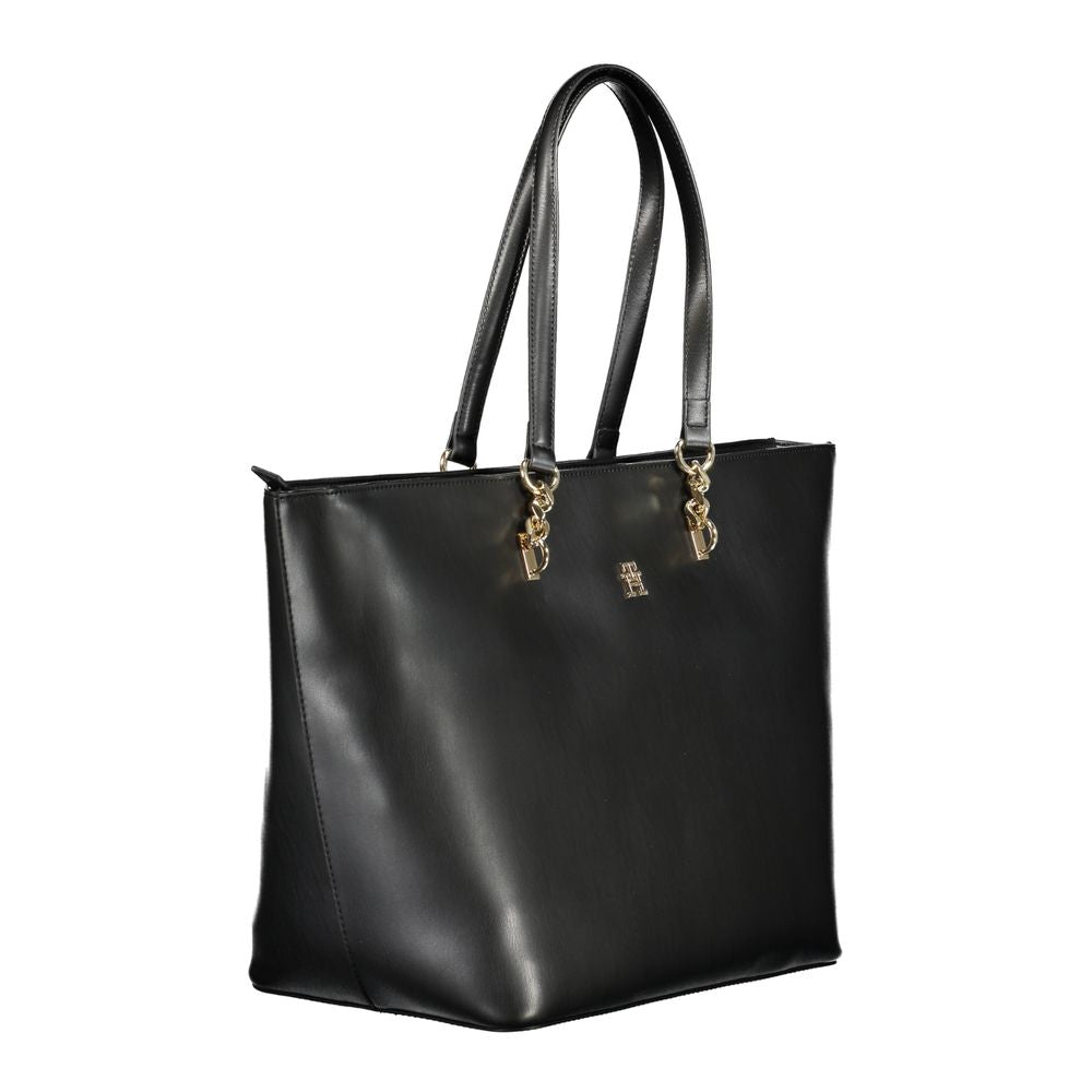 Black Polyurethane Women Handbag