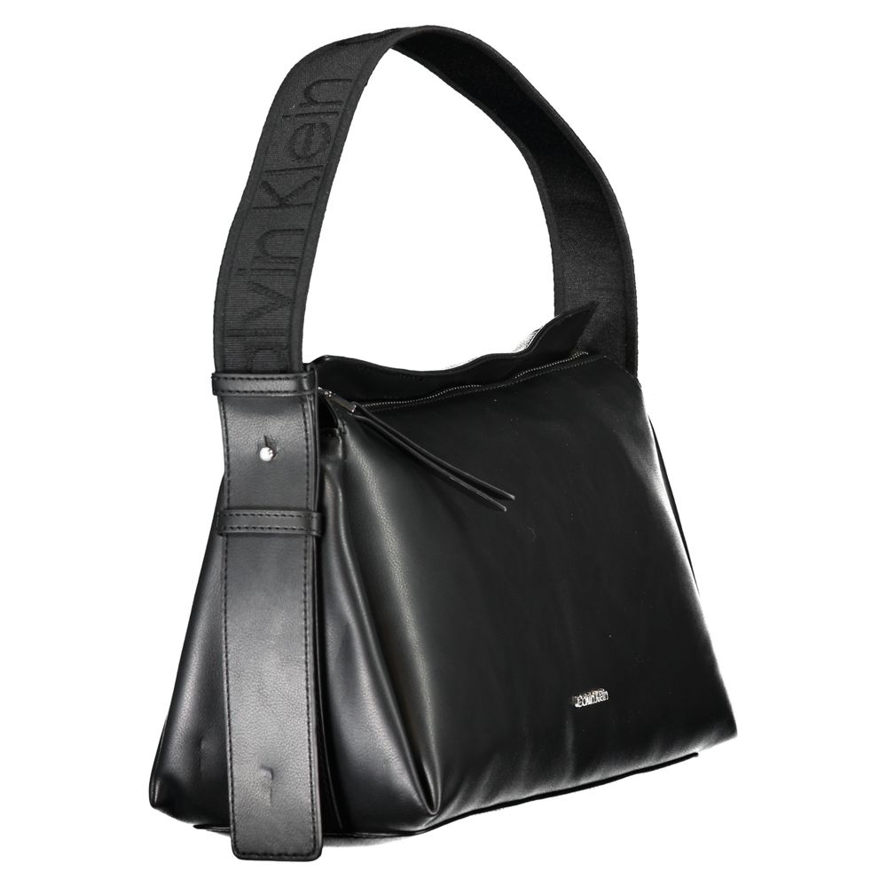 Black Polyester Women Handbag