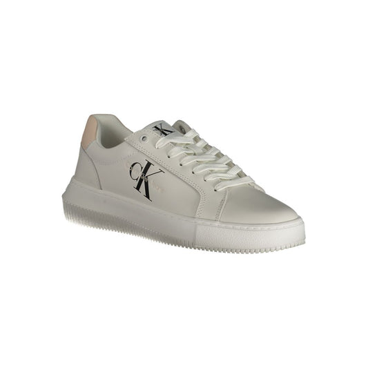 White Polyester Athletic Sneakers
