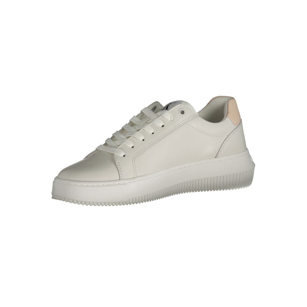 White Polyester Athletic Sneakers
