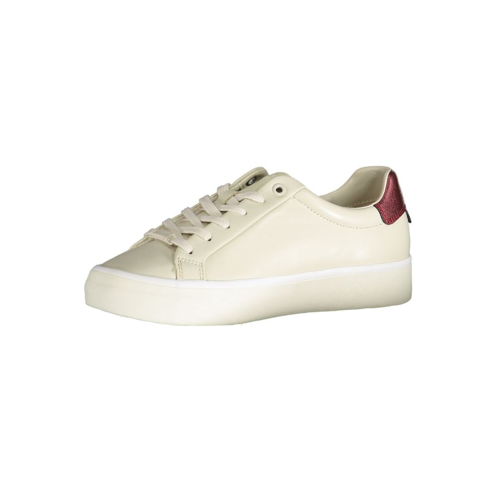 Beige Polyester Low Top Sneakers