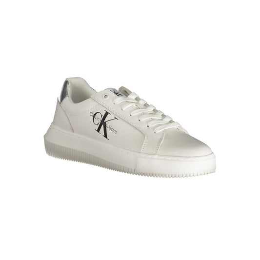 White Polyester Athletic Sneakers