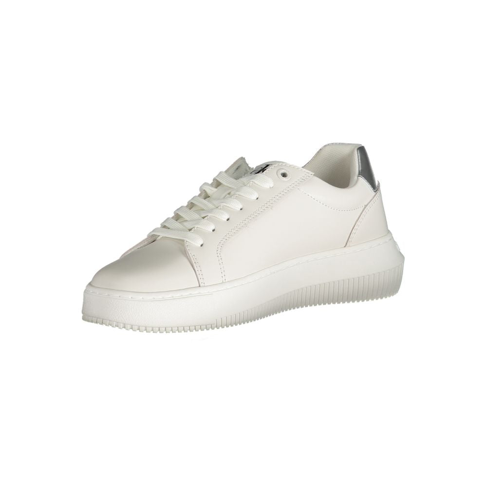 White Polyester Athletic Sneakers