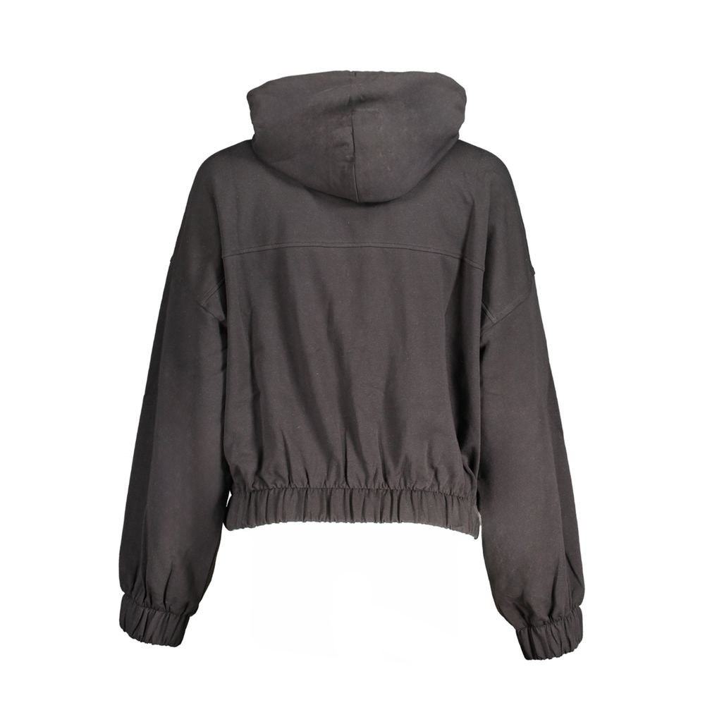 Black Cotton Women Sweatshirt