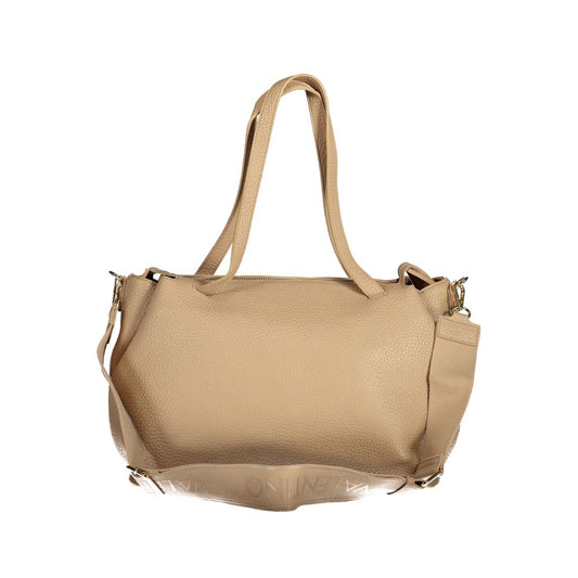 Beige Polyurethane Women's Bag with Adjustable Shoulder Strap
