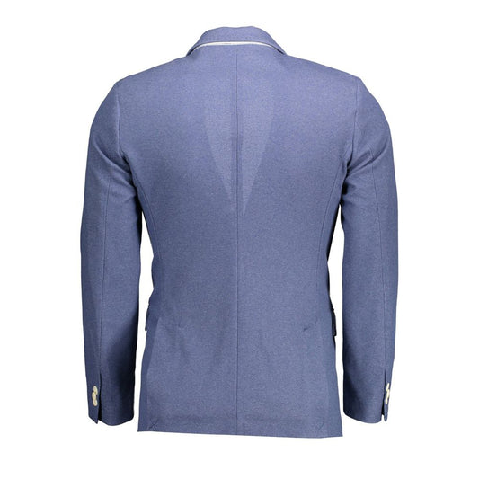 Blue Cotton Men Jacket