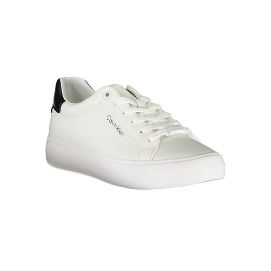 White Polyester Athletic Sneakers