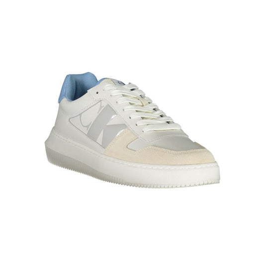White Polyester Athletic Sneakers