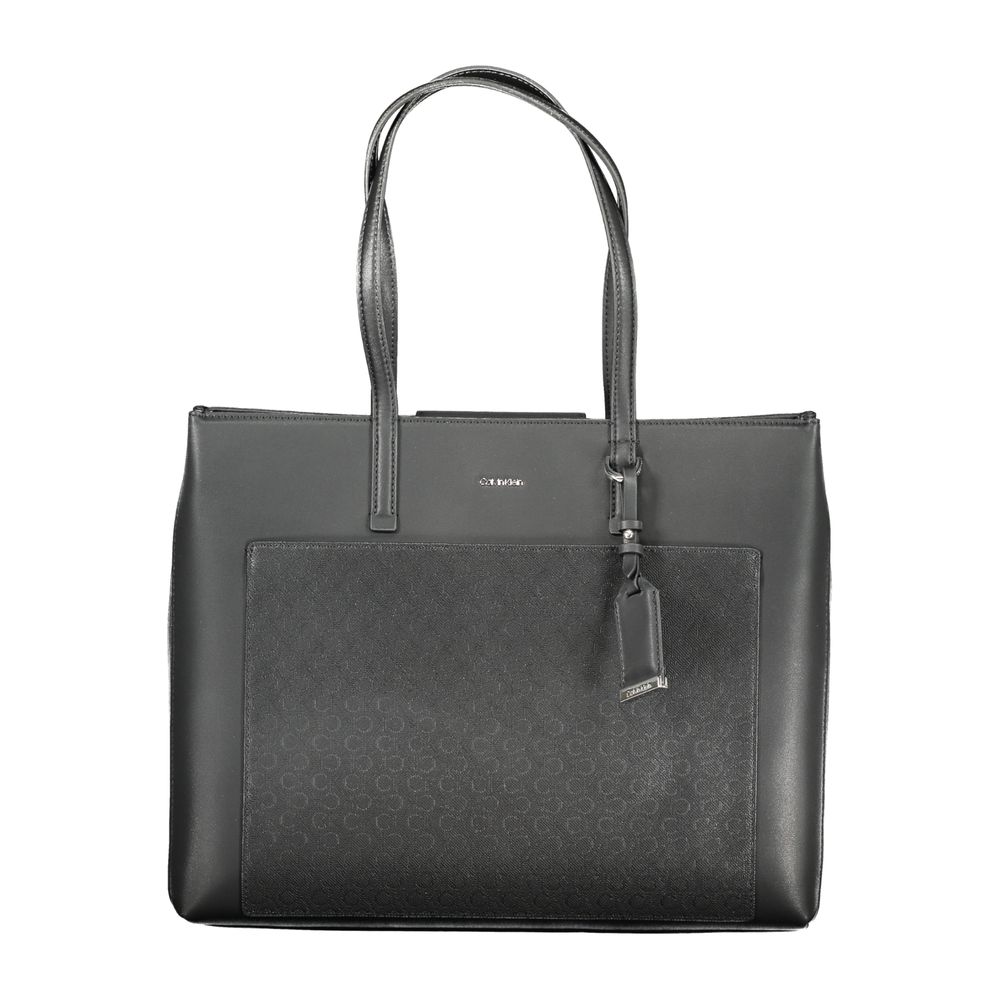 Black Polyester Women Handbag