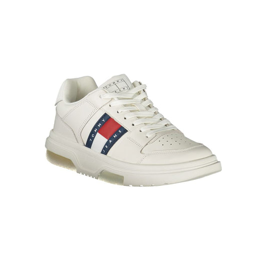 White Polyester Athletic Sneakers