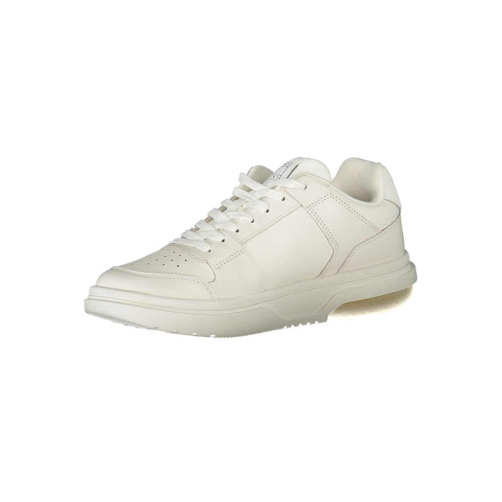 White Polyester Athletic Sneakers