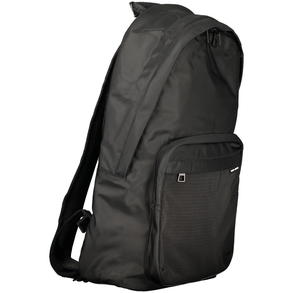Black Polyester Men Backpack
