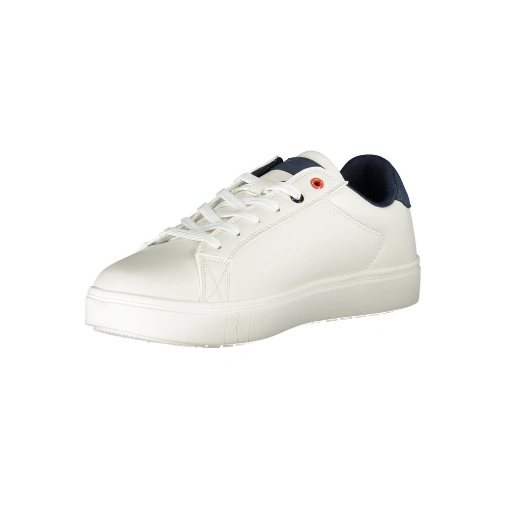 White Polyester Athletic Sneakers