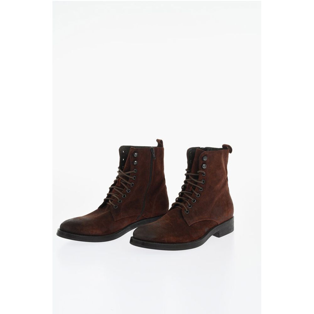 Solid Color Suede Ankle Boots with Side Zip