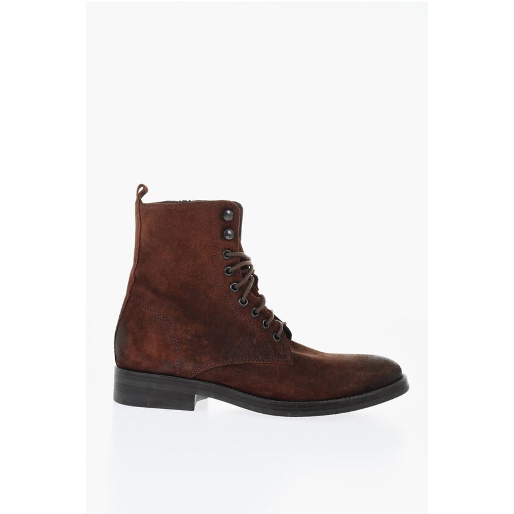 Solid Color Suede Ankle Boots with Side Zip