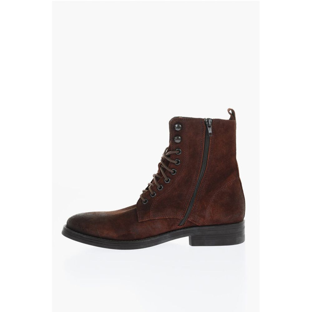 Solid Color Suede Ankle Boots with Side Zip