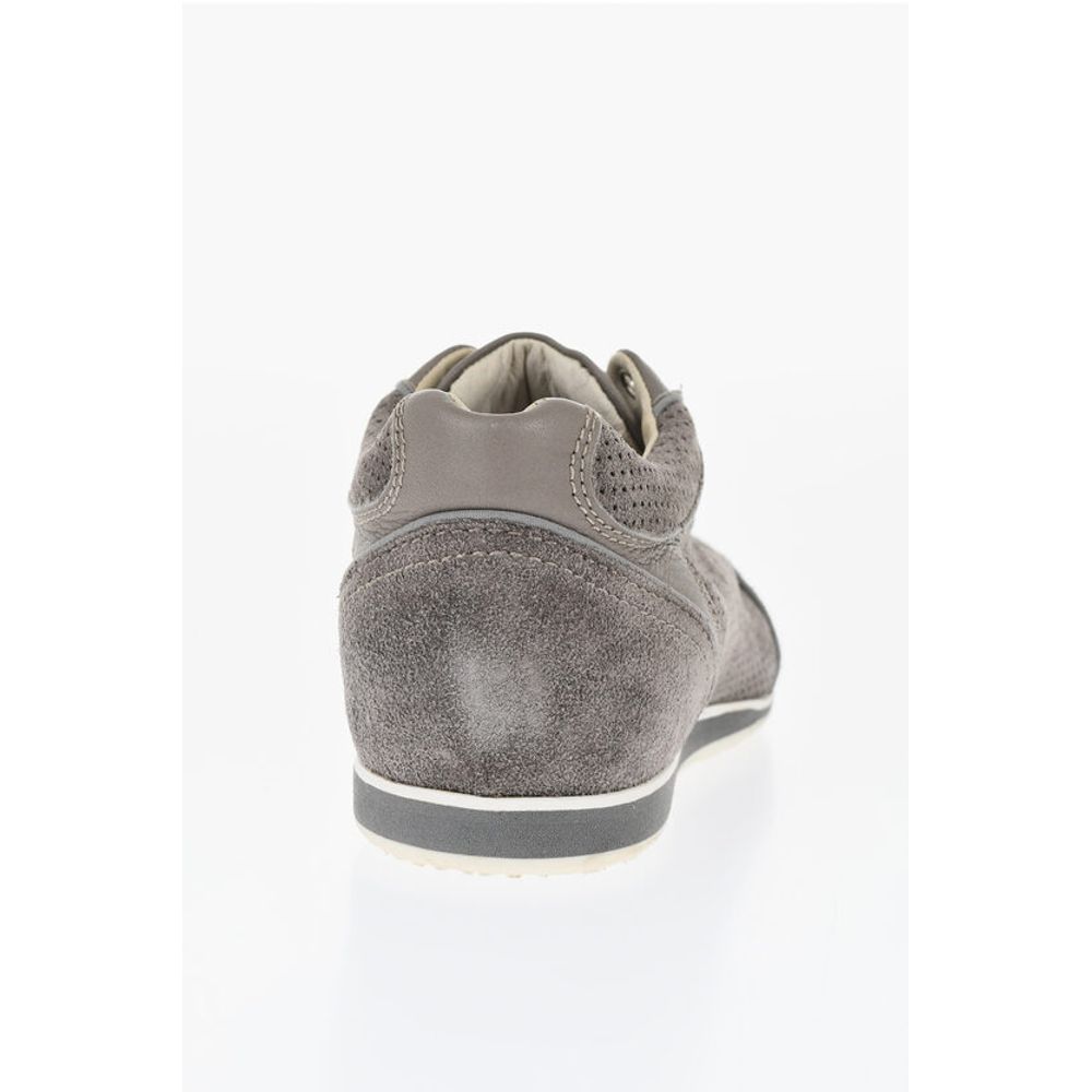 ID Suede Low Top Sneakers with Perforated Inserts