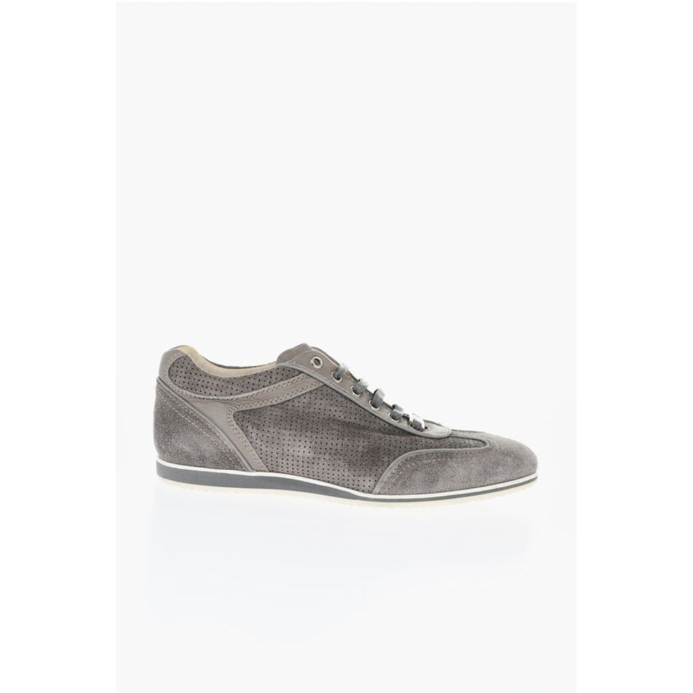 ID Suede Low Top Sneakers with Perforated Inserts