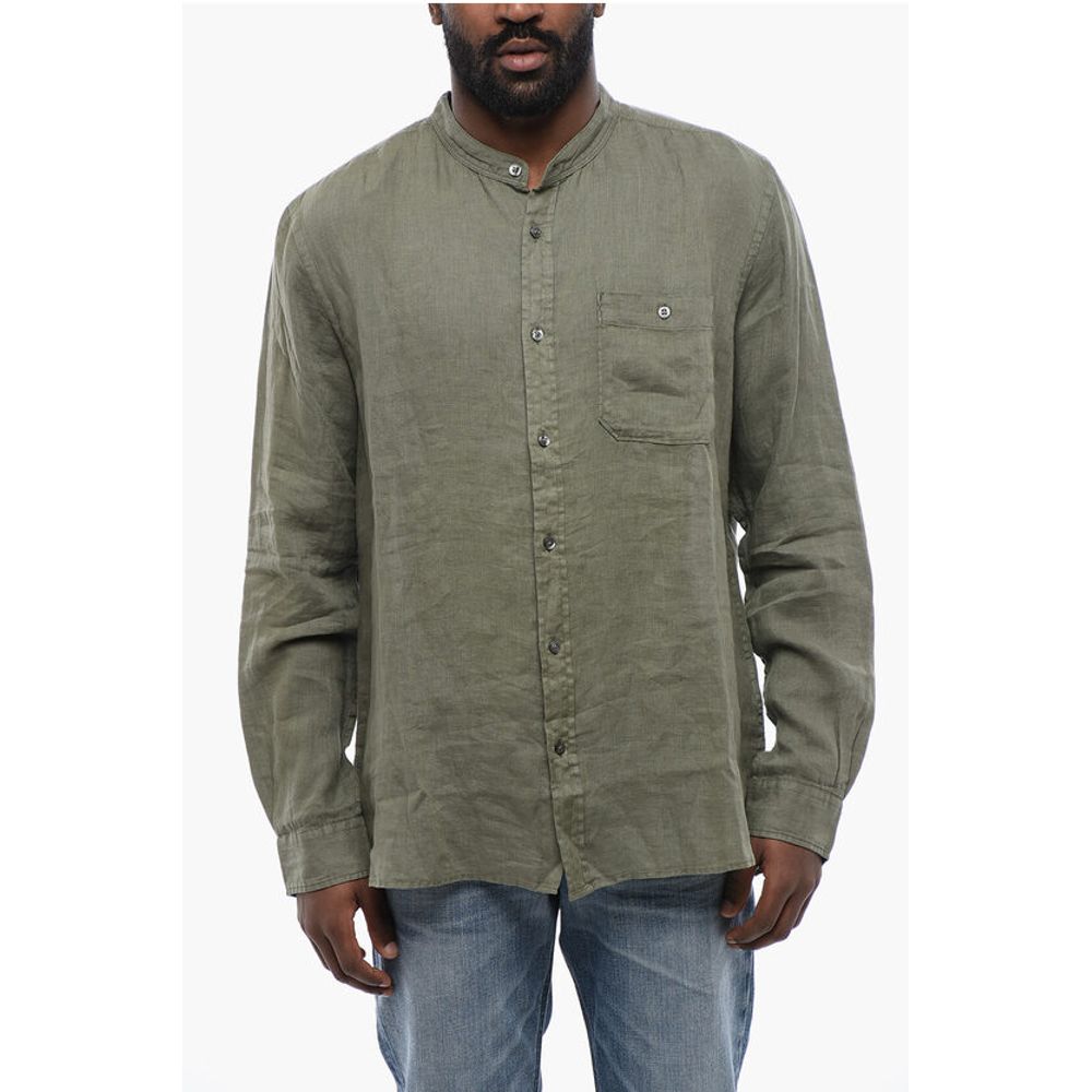 Korean Neckline Linen Shirt