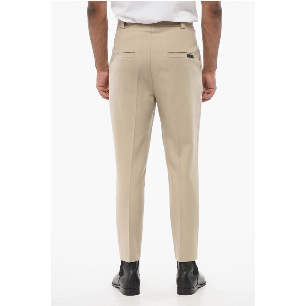 Single-pleated Virgin Wool Pants with Belt Loops