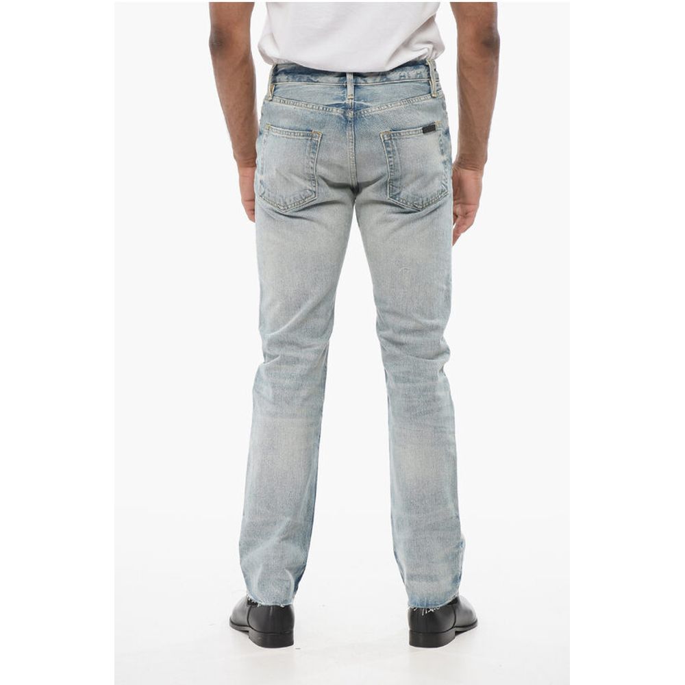 Slim Fit Delavè Denims with Raw-cut Hem 20cm