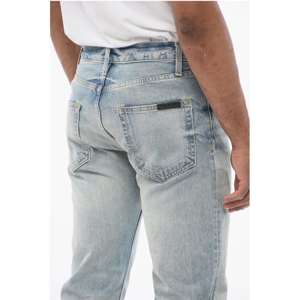 Slim Fit Delavè Denims with Raw-cut Hem 20cm