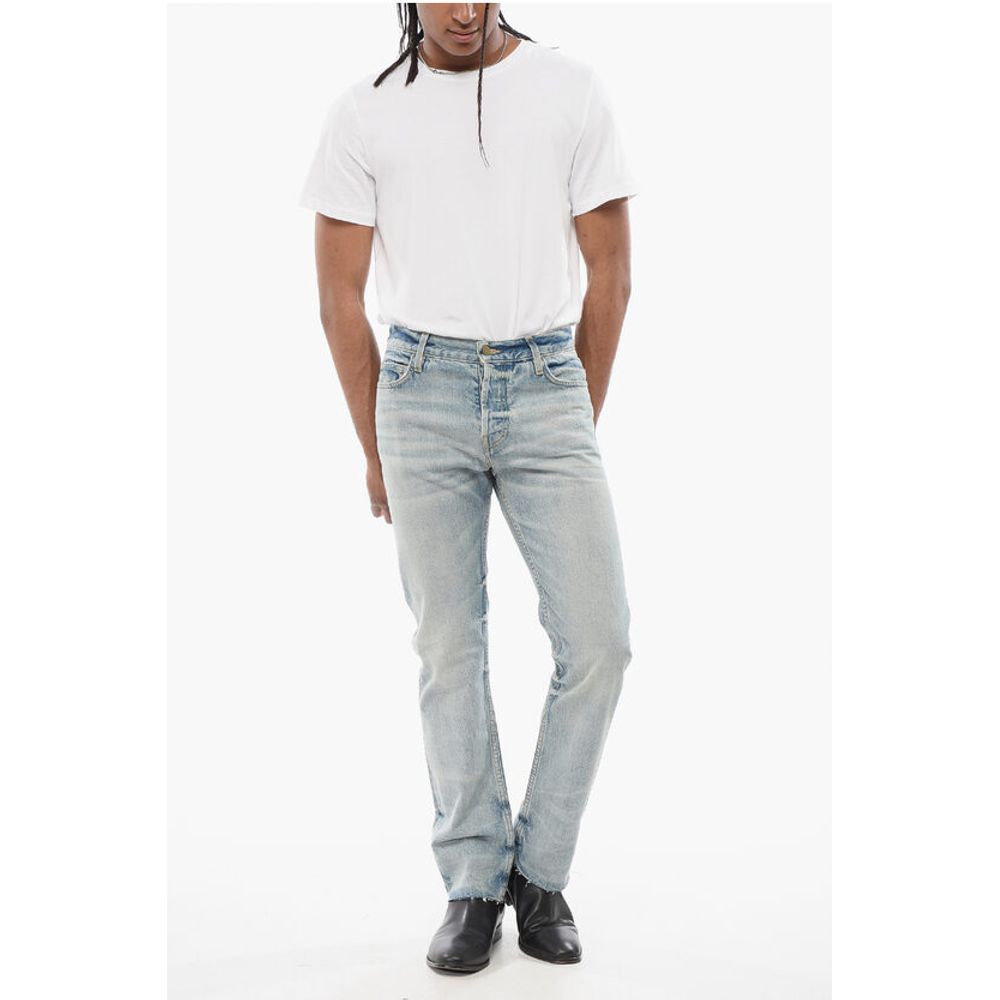Slim Fit Delavè Denims with Raw-cut Hem 20cm
