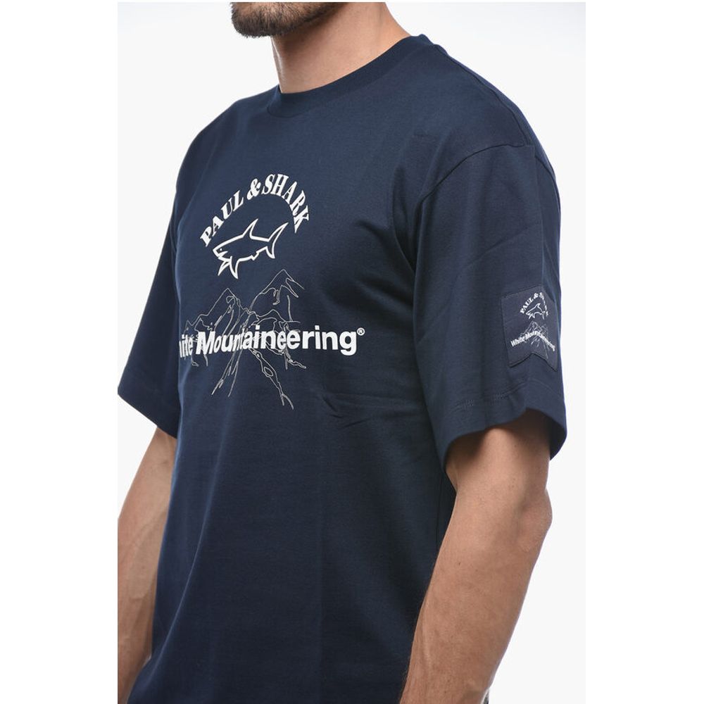 WHITE MOUNTAINEERING Solid Color Crew-neck T-Shirt with Prin
