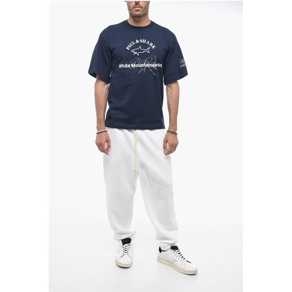 WHITE MOUNTAINEERING Solid Color Crew-neck T-Shirt with Prin