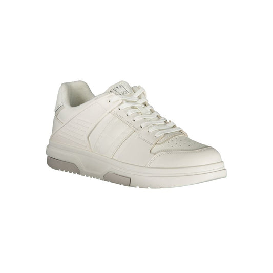 White Polyester Athletic Sneakers