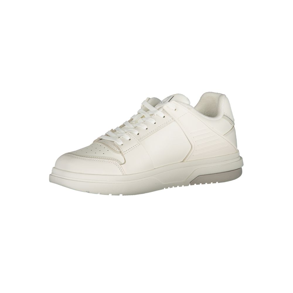 White Polyester Athletic Sneakers