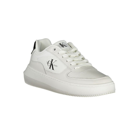 White Polyester Athletic Sneakers